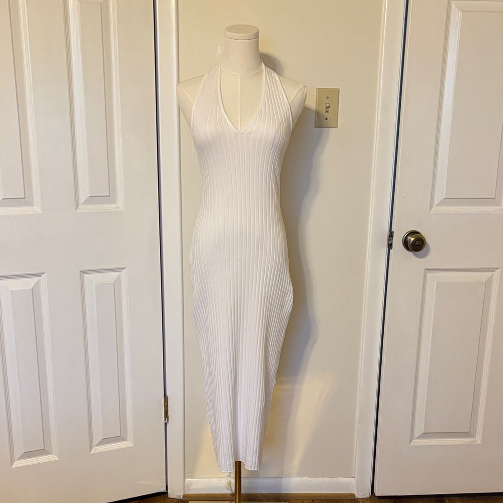 Vince White Halter Backless Dress